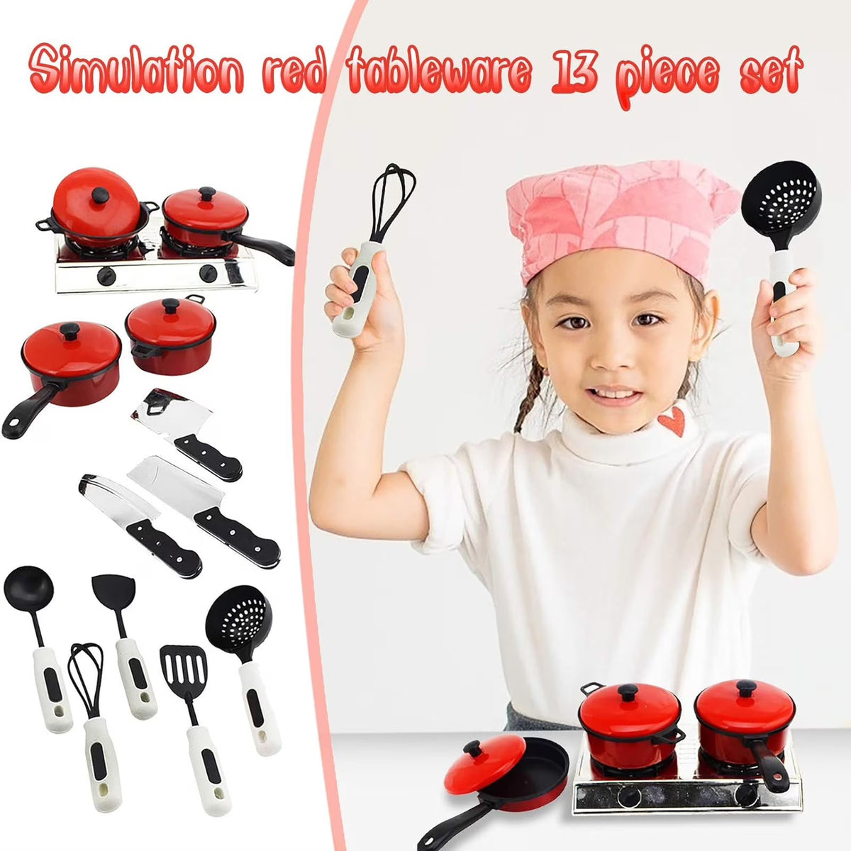 13 Piece Kitchen Toys Set with Pots and Pans P214575