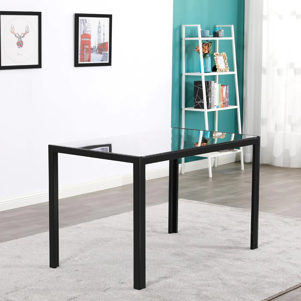 7 Piece Glass Metal Dining Set with 6 Chairs A93696