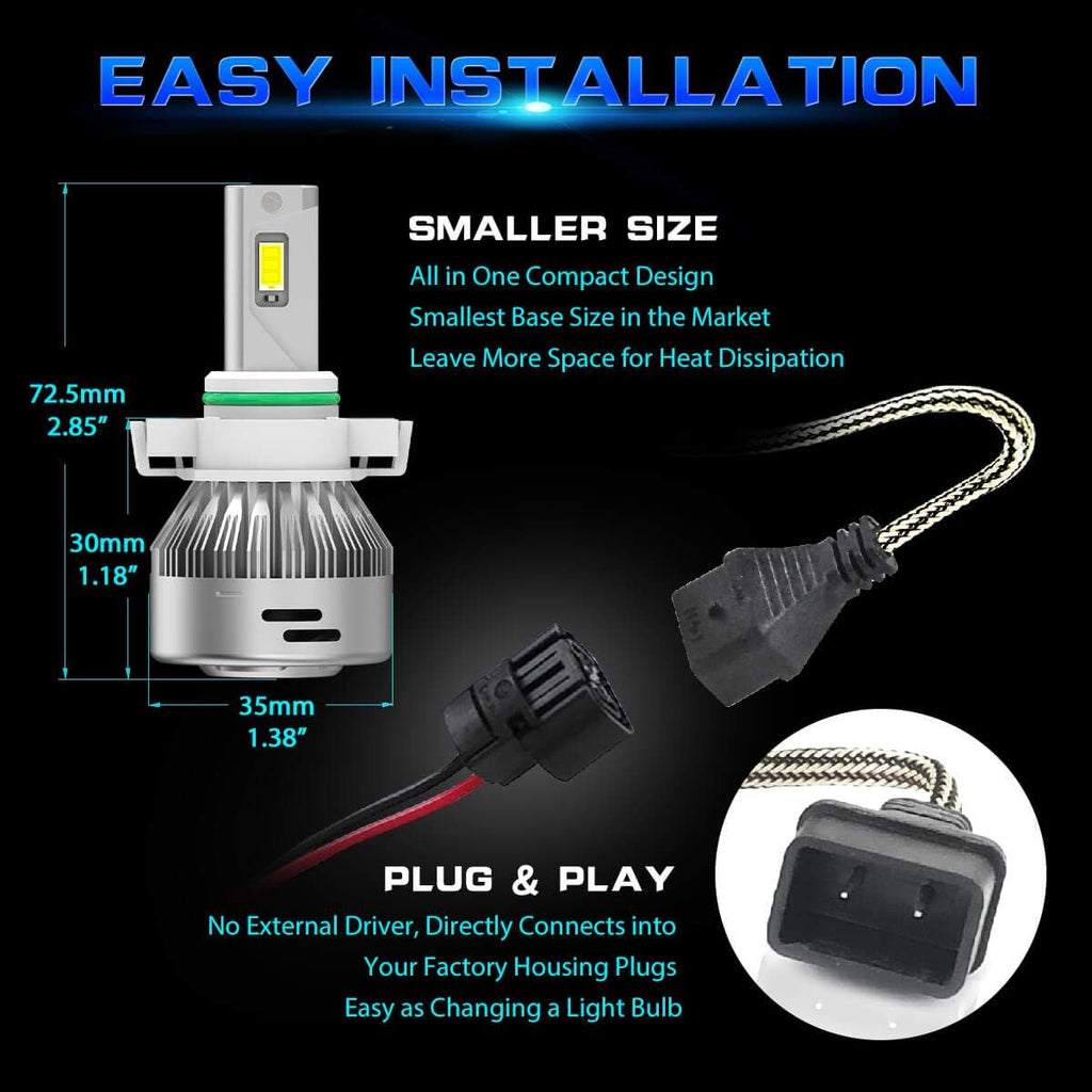 LED Fog Light Bulbs 60W 6000LM 6000K White (2 pack) W450