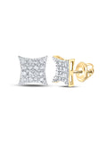 10kt Yellow Gold Mens Diamond Square Earrings 1/10 Cttw U461