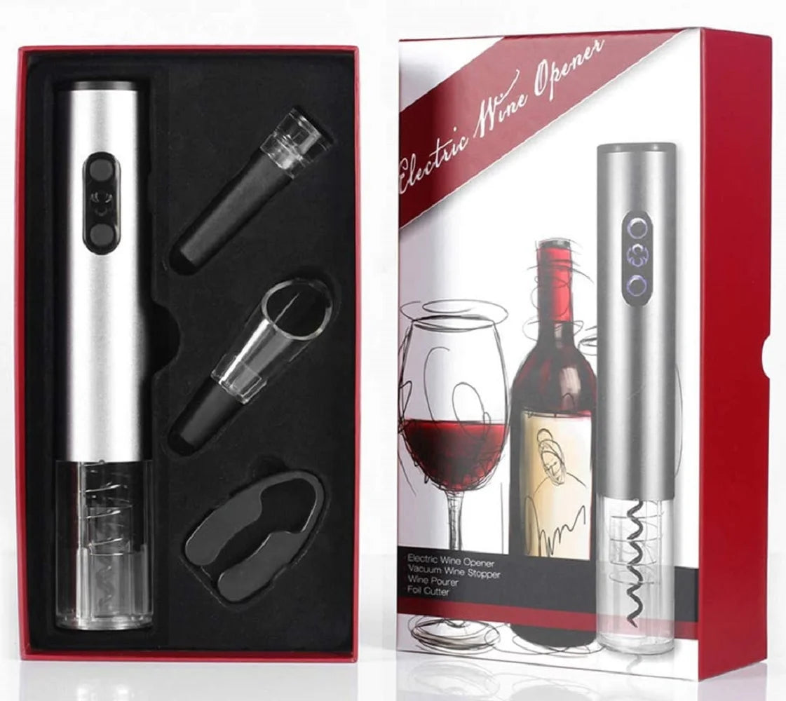 Electric Wine Opener with Foil Cutter, Vacuum Stopper and Wine Aerator Pourer Z803289