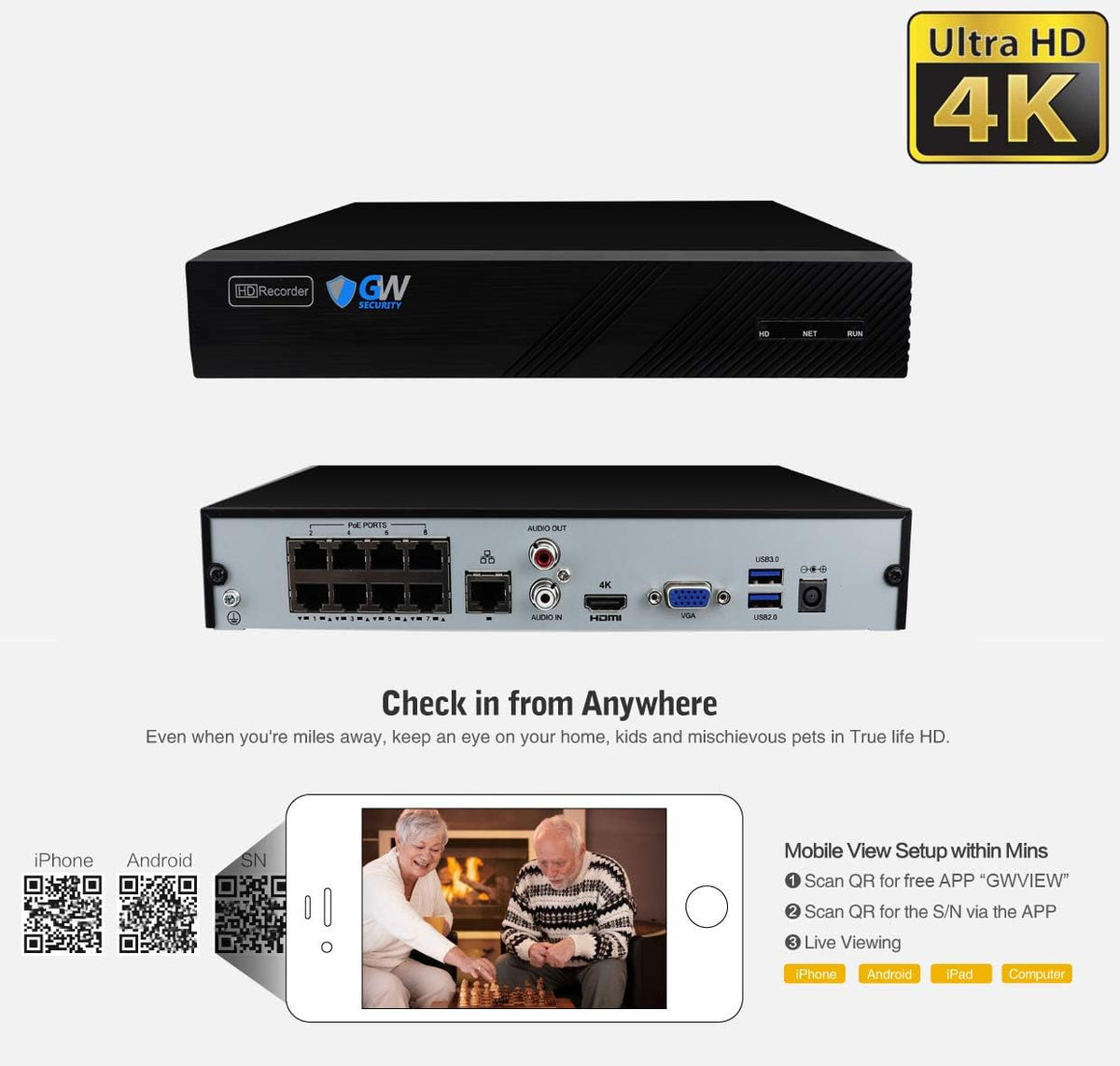 8 Channel 4K NVR 5MP POE Security Camera System with 2TB Hard Drive X819570