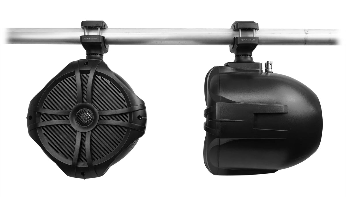 8" Black 600w Marine Wakeboard Tower Speakers with Amplifier Kit S6386