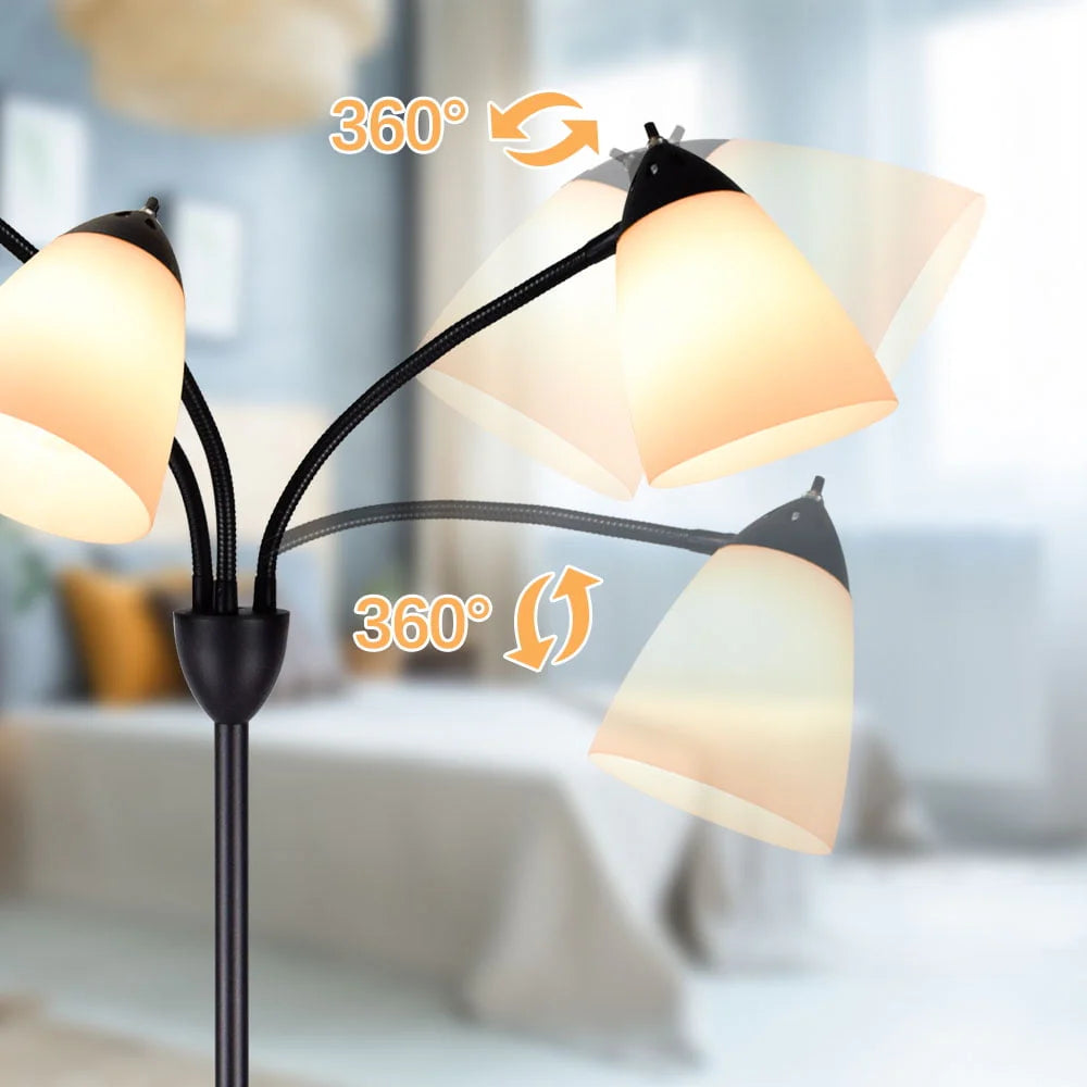Black Tree Floor Lamp with 3 Adjustable Rotating Lights T113