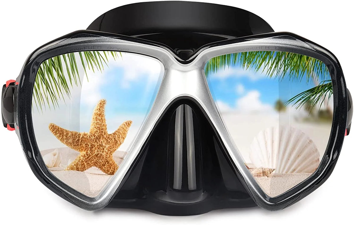 Snorkel Diving Mask with Tempered Anti-Fog Lens and Silicone Skirt Strap Y704164