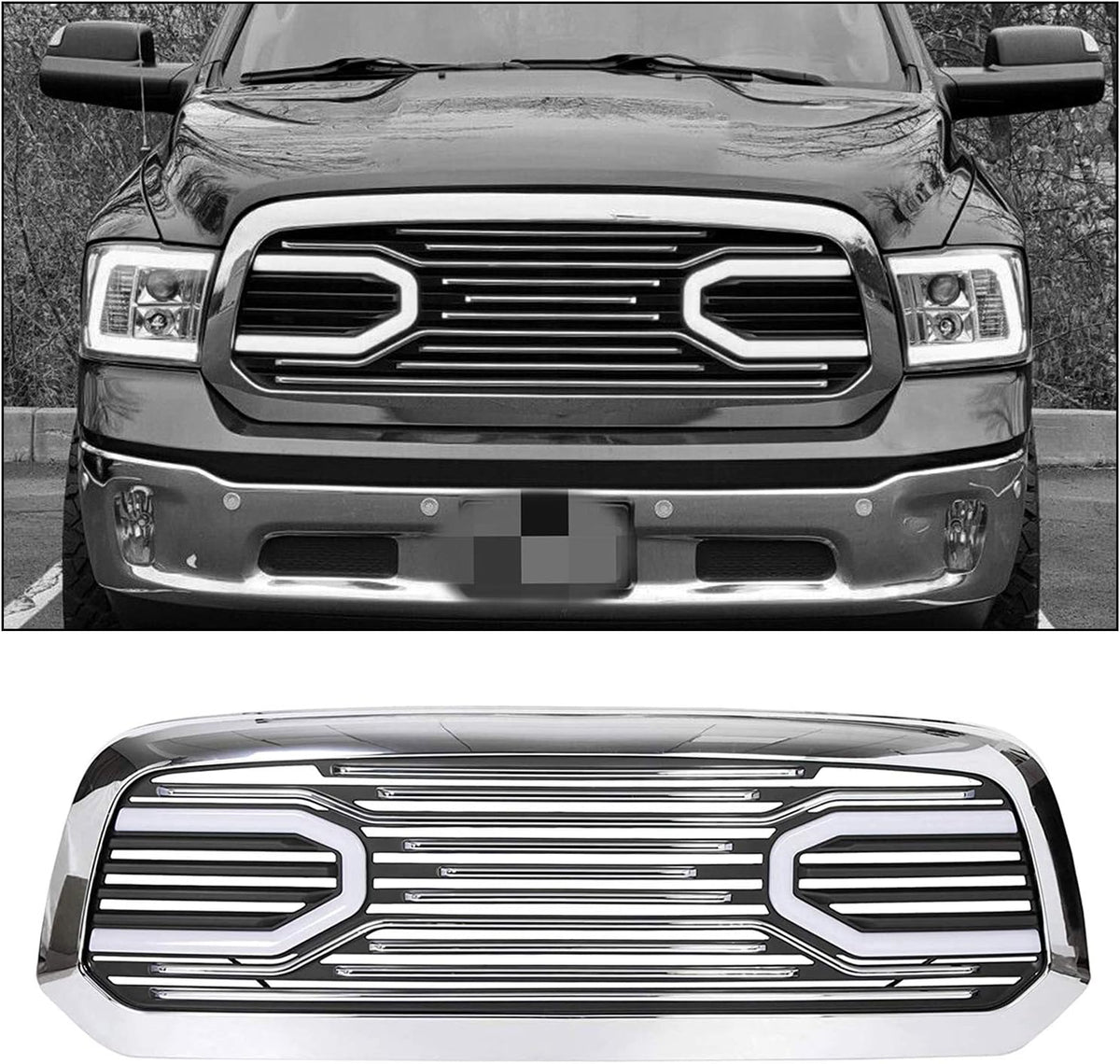 Chrome Front Grille Grill Replacement Shell for RAM 1500 Z4505