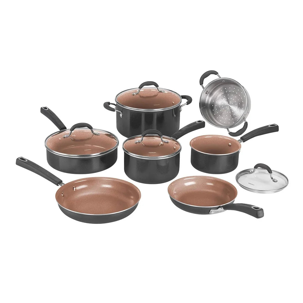 11 Pc Non Stick Cookware Set and 12 Piece Stainless Steel Knife Set O911