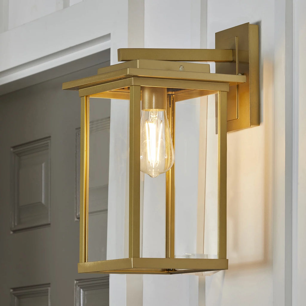 15" Brass Finish Clear Glass Outdoor Wall Light Y151845