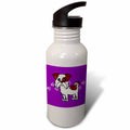 Brown and White Shih Tzu Purple with Paw Prints 21 oz Sports Water Bottle S928