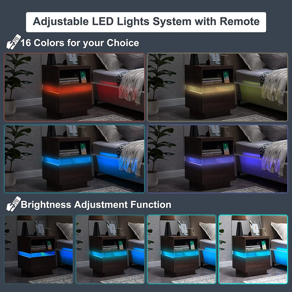 LED Coffee Table with Storage and Sliding Drawers P508643