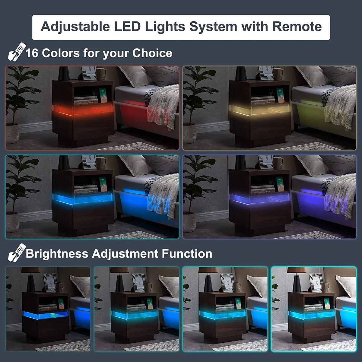 LED Coffee Table with Storage and Sliding Drawers P508643