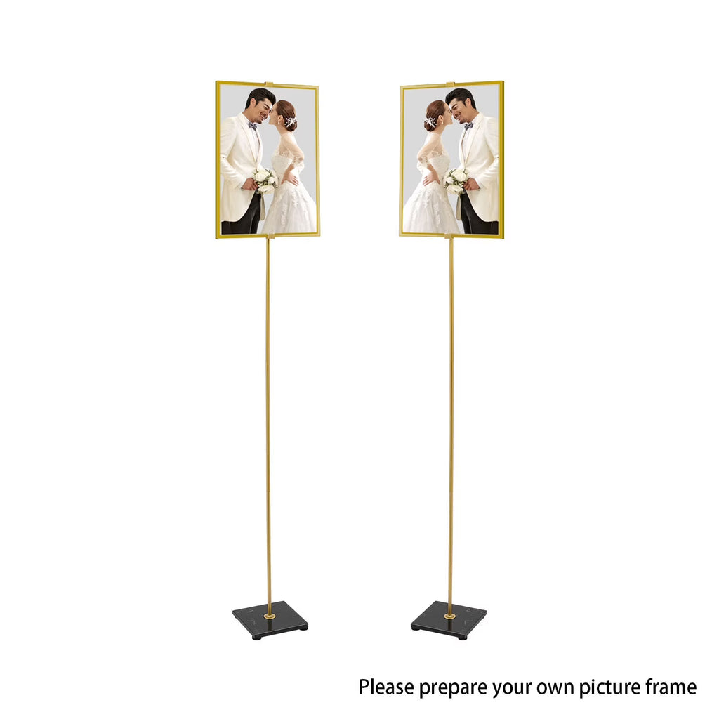 63" Tall Metal Easel 2Pcs Floor Wedding Gold Easel Stand with Marble Base T120