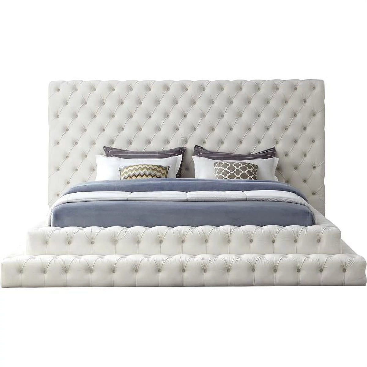 Cream Velvet King Bed N545672