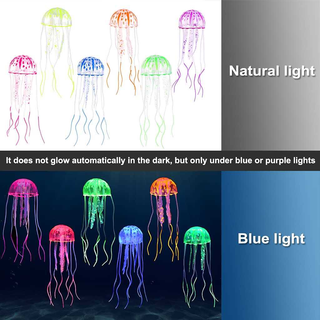 6 Pack Glow Jellyfish Aquarium Decorations G615