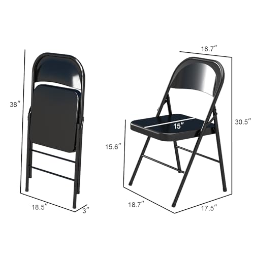 4 Pack Folding Chairs with Padded Cushion & Back (Black) S9965