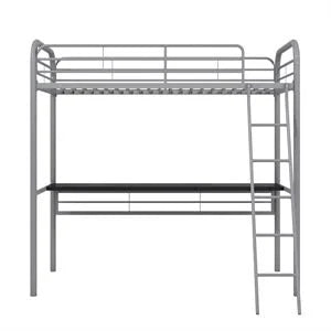Twin Size Metal Loft Bed with Desk W233724