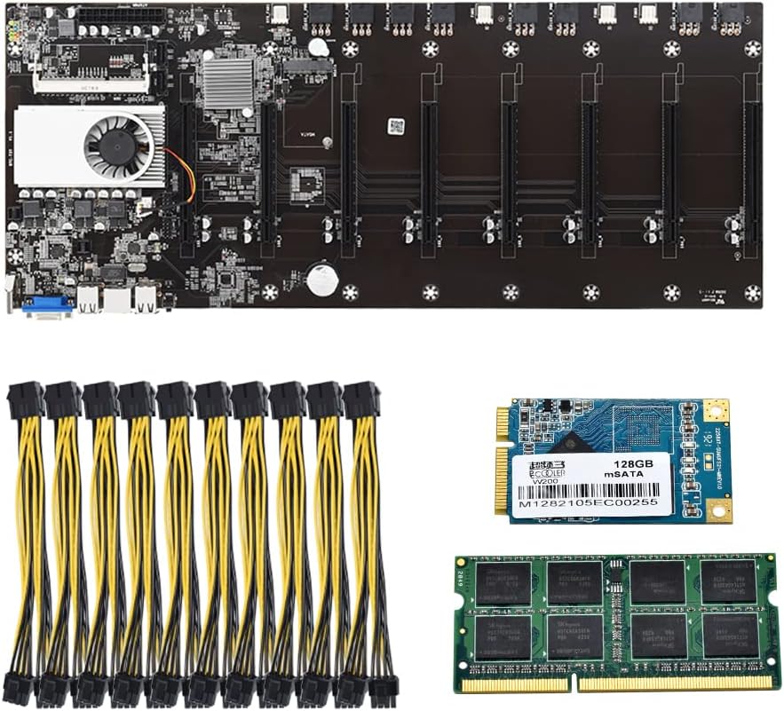Miner Motherboard with 8GB RAM, 128G MSATA SSD, 8 GPU Slot L2597