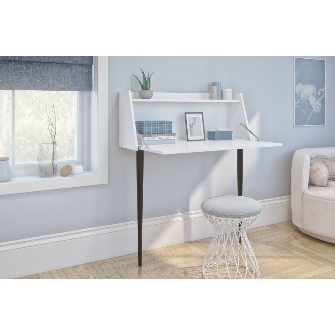 Secretary Desk in White and Bark Grey H781