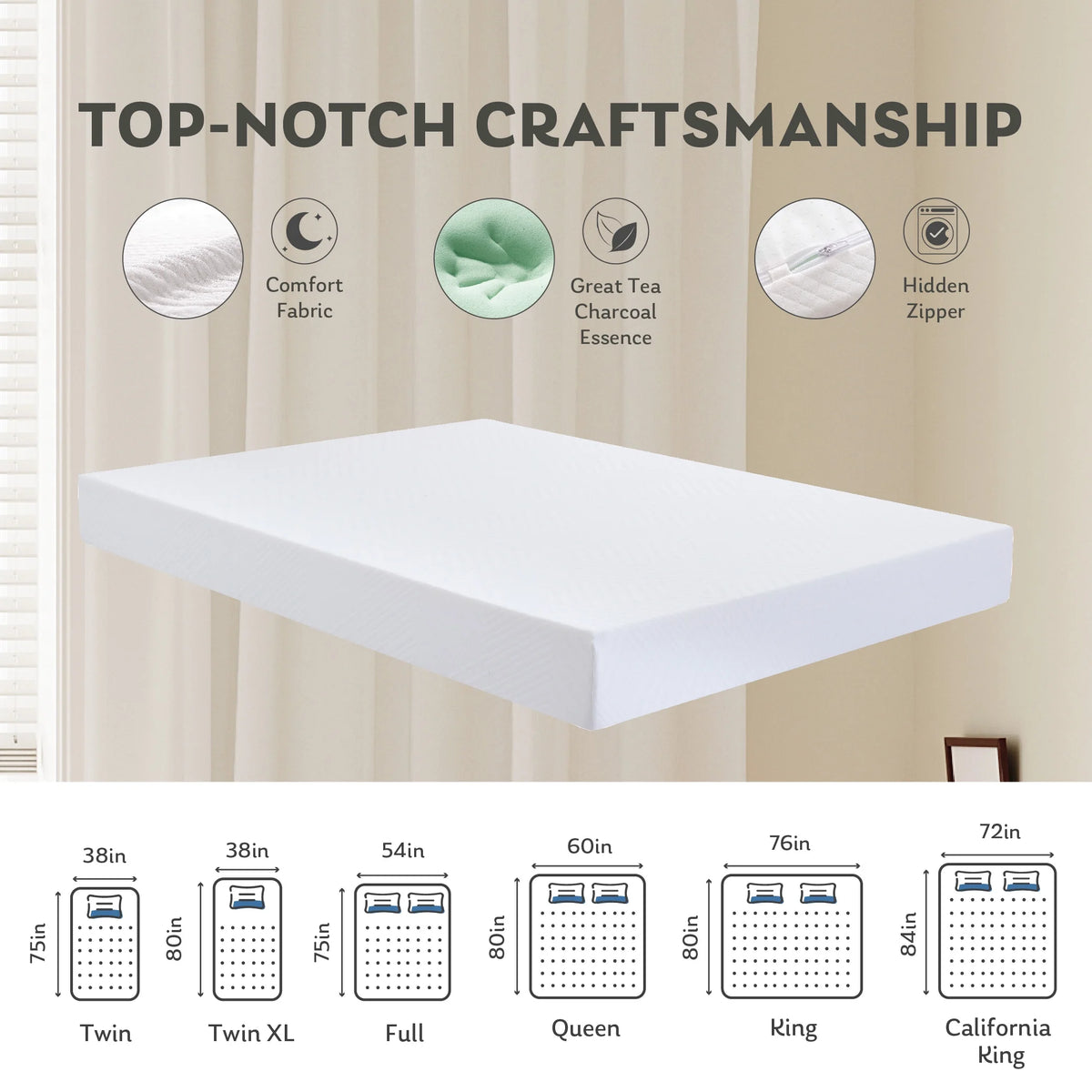White Twin 6 inch Memory Foam Mattress F4576