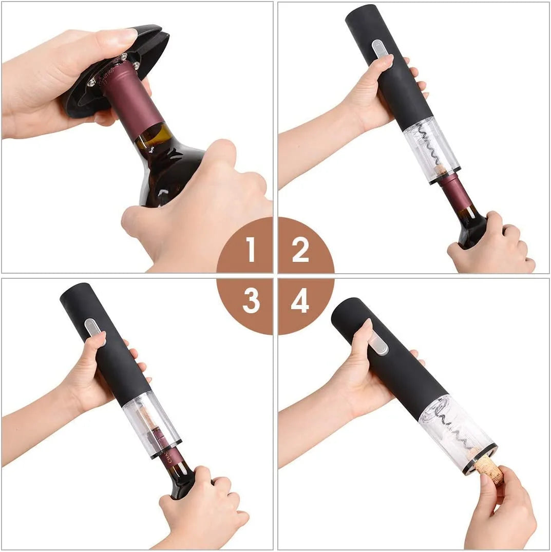 Electric Wine Opener with Foil Cutter, Vacuum Stopper and Wine Aerator Pourer Z803289