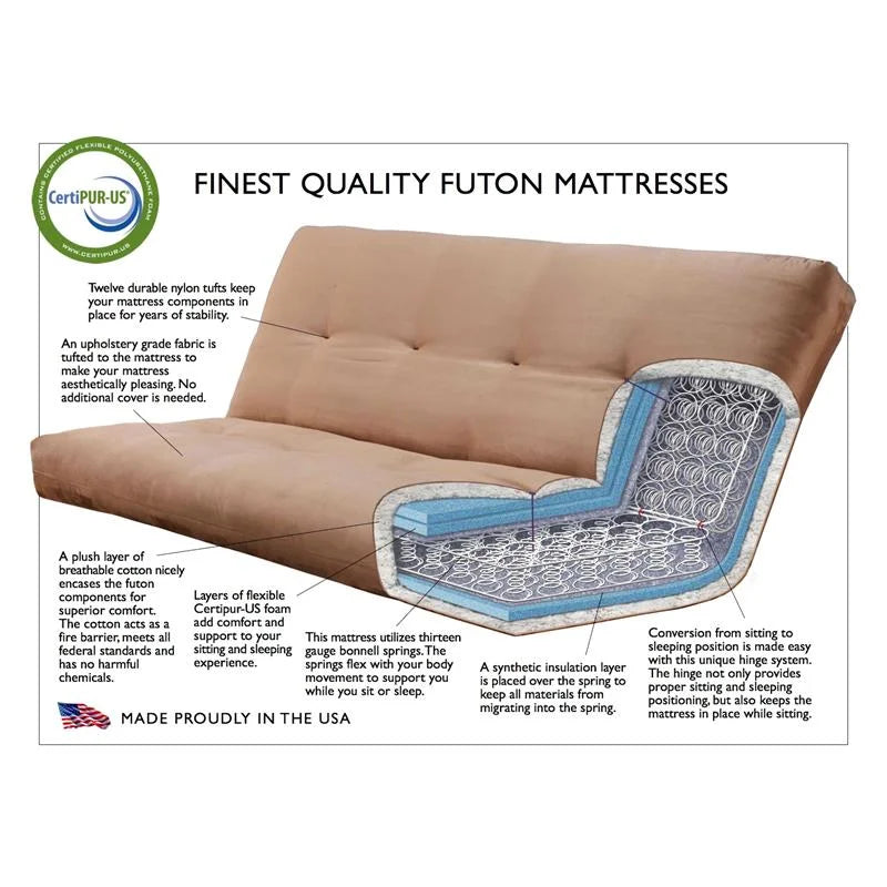 Queen Futon with Fabric Mattress in Gray and Rustic Walnut X579900