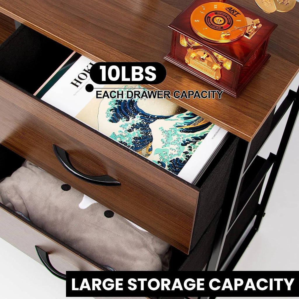 Fabric Dresser with 4 Drawers and 2 Side Shelf K82496