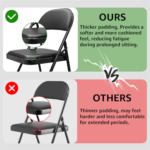 4 Pack Folding Chairs with Padded Cushion & Back (Black) S9965