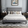 Dark Gray Full Size Linen Fabric Upholstered Platform Bed Frame C200