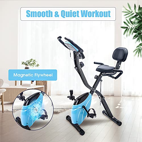 2 In 1 Recumbent Exercise Bike and Upright Indoor Cycling Bike with 16 Level Magnetic Resistance D938