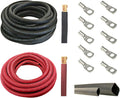 4 AWG 20 Feet Red Pure Copper Flexible Cable with Copper Cable Lug Terminal Connectors and Heat Shrink Tubing G1146