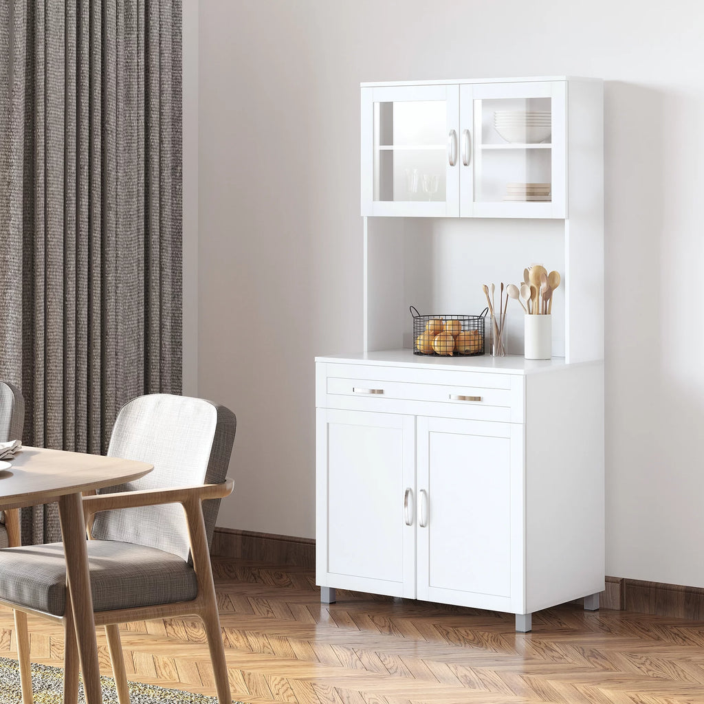 67" White Buffet with Hutch J74736