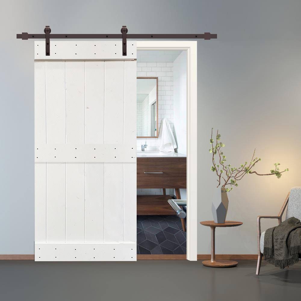 White Stained 2 Panel Barn Door with Sliding Hardware J281