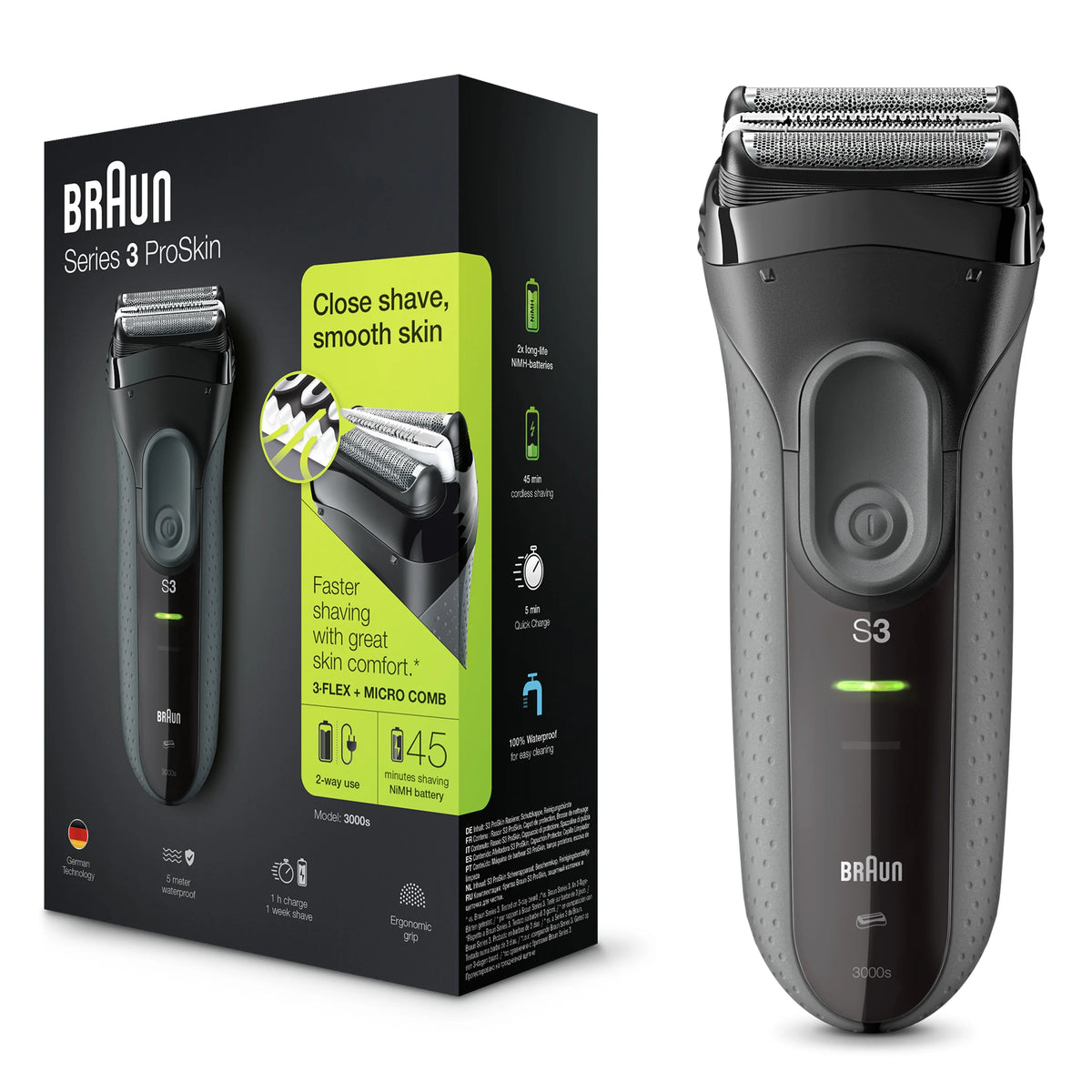 Black Rechargeable Electric Shaver J1595