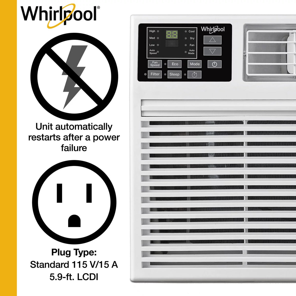 8000 BTU 115-Volt Wall Air Conditioner with Remote, White R36756