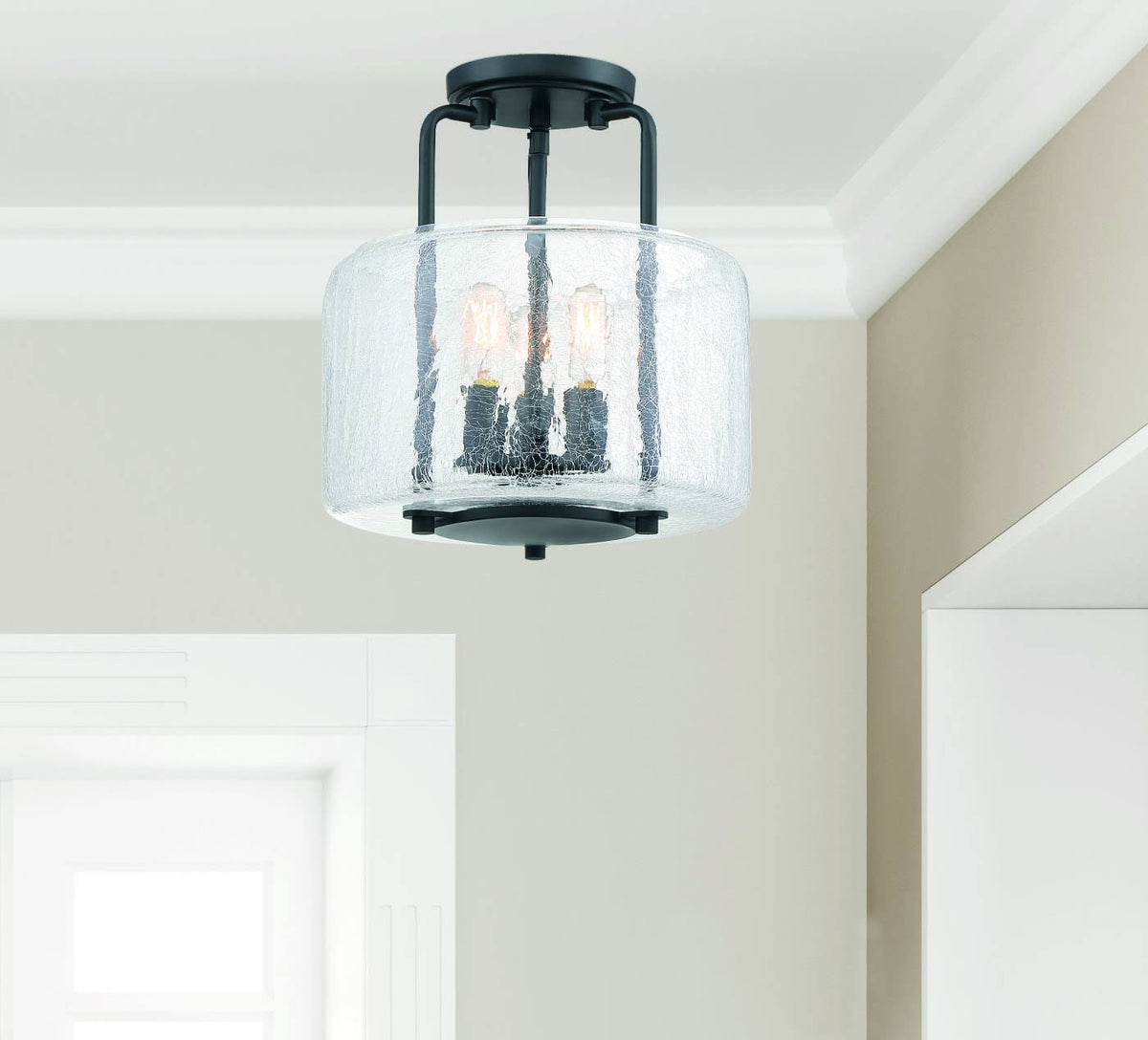 3 Light Black Semi Flush Mount V117
