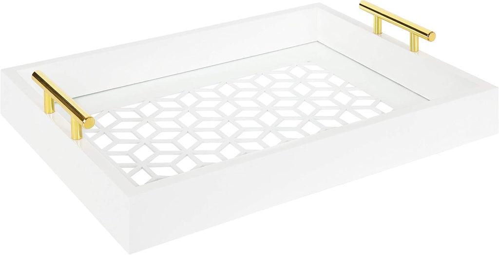 Pink and Gold Decorative Tray with Metal Handles L70512