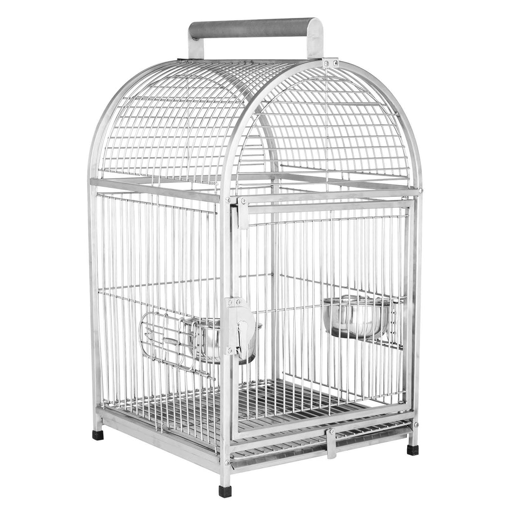 Stainless Steel Parrot Travel Cage Bird Cage Carrier with Handle Perch L528