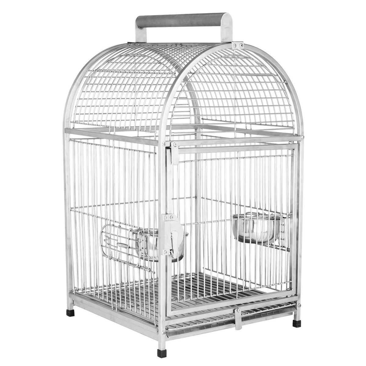 Stainless Steel Parrot Travel Cage Bird Cage Carrier with Handle Perch L528