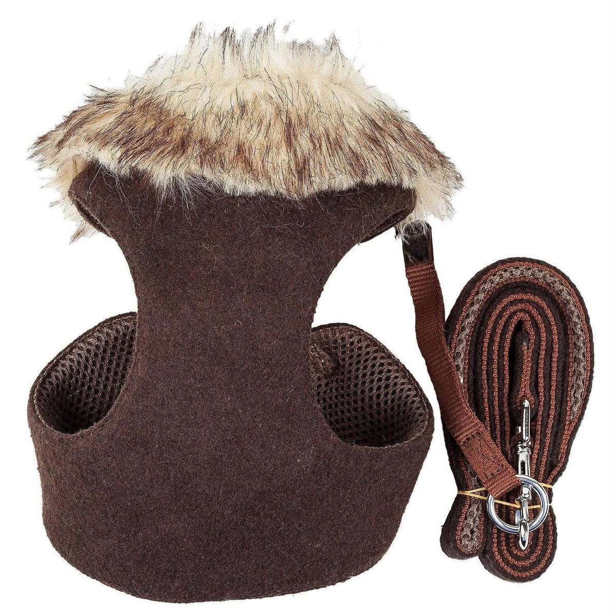 Adjustable 2 In 1 Dog Harness Leash with Removable Fur Collar Y79866