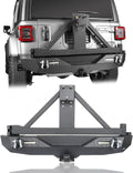 Solid Steel Rear Bumper with Spare Tire Carrier & LED Floodlights W92421