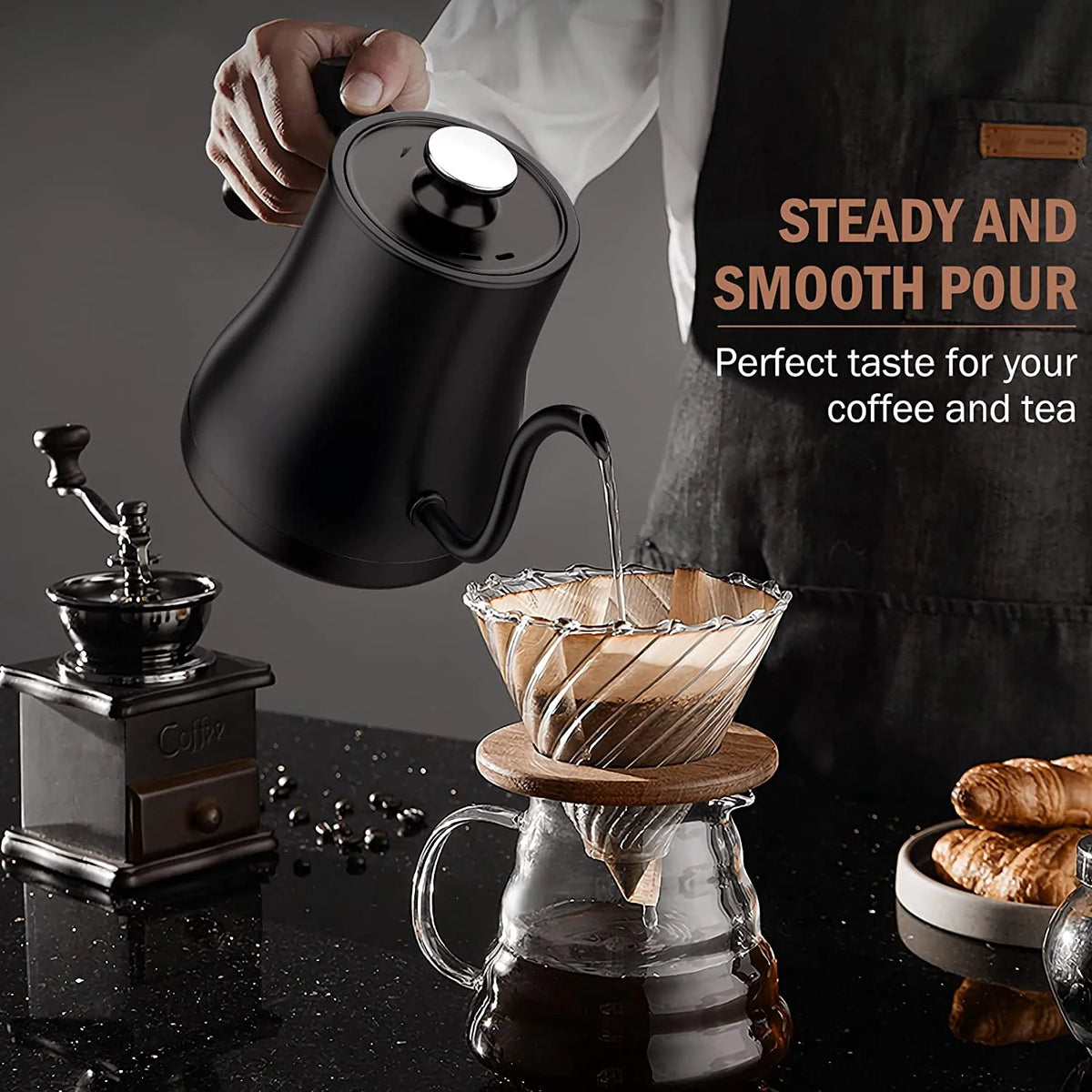 Electric Gooseneck Kettle, Stainless Steel, 1200W, 0.8L L885949