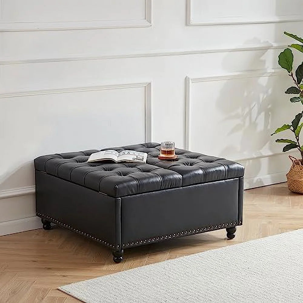 Large Square Tufted Upholstered Ottoman Bench M84787