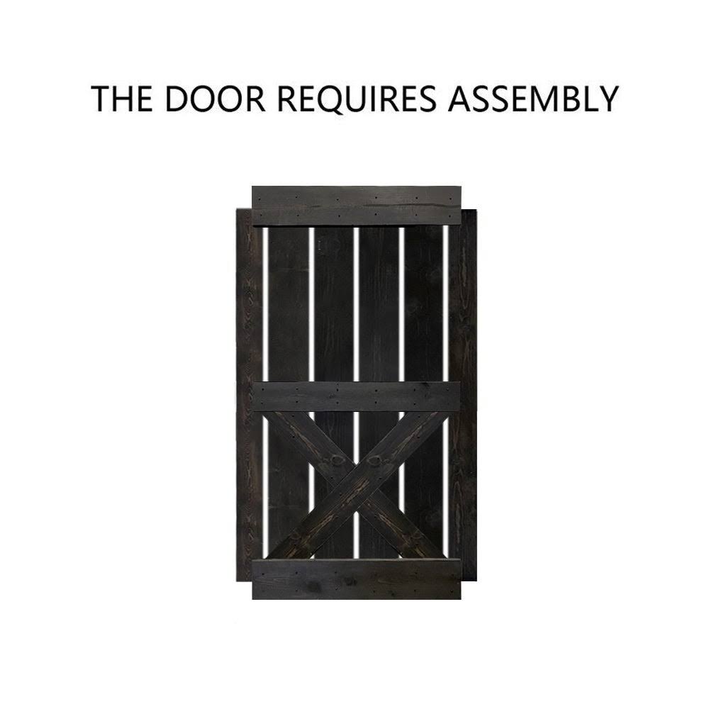Charcoal Black Stained Solid Knotty Pine Wood Interior Sliding Barn Door Slab Z3292
