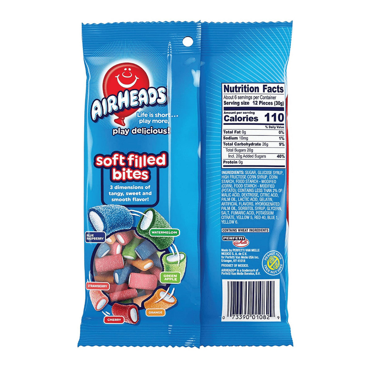 12x Bags Airheads Soft Filled Bites Original Fruit Candy 6oz S52568