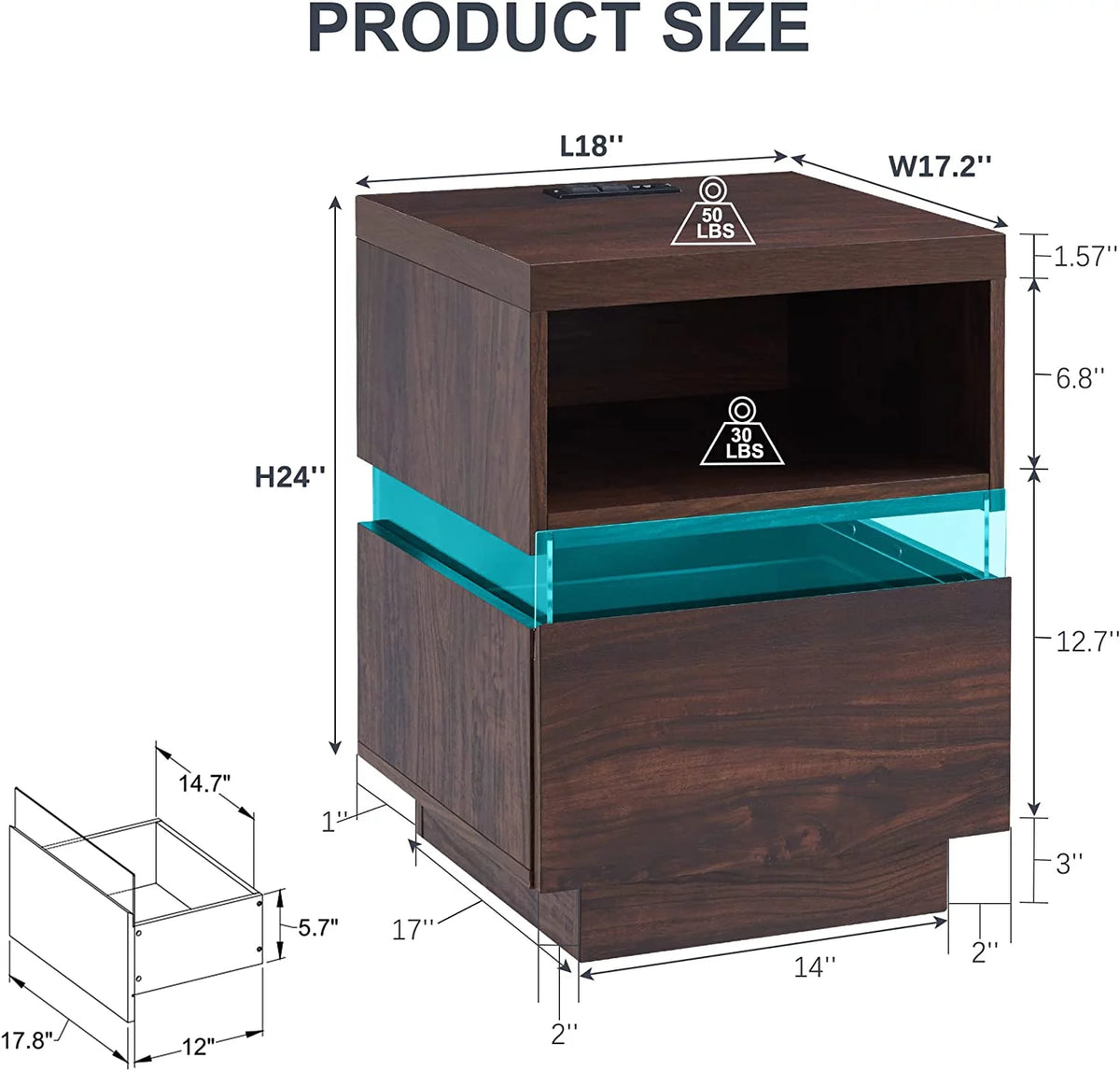 LED Coffee Table with Storage and Sliding Drawers P508643