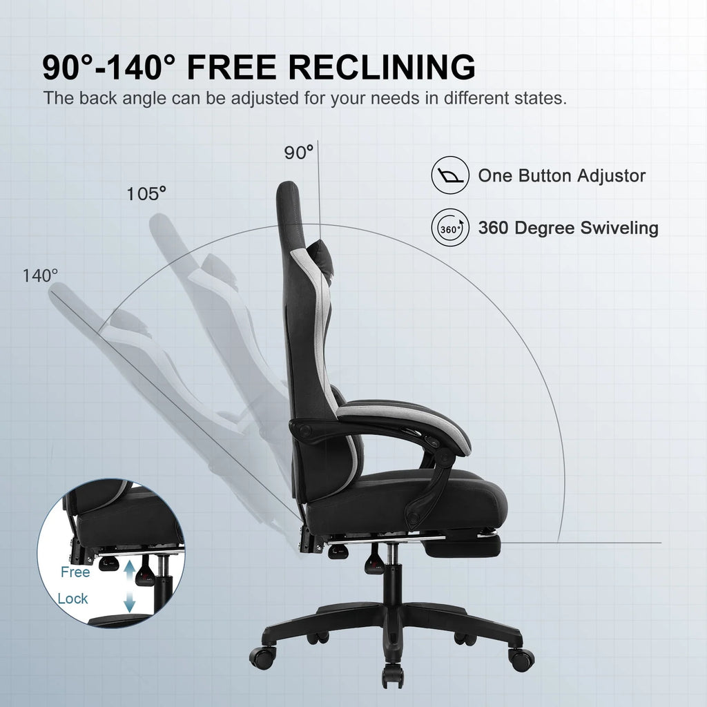Lightblue Ergonomic Gaming Chair with Footrest E9481
