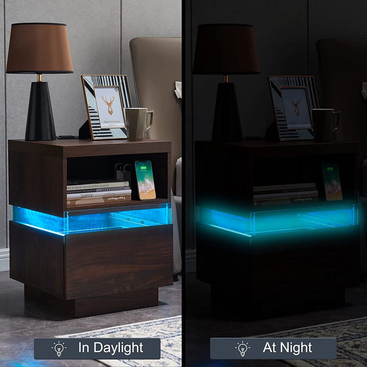 LED Coffee Table with Storage and Sliding Drawers P508643