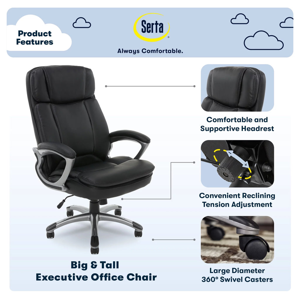 Black Faux Leather Executive Office Chair G2246