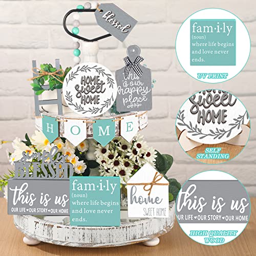 Two Tiered Tray with 11 Pcs Wooden Signs X120771