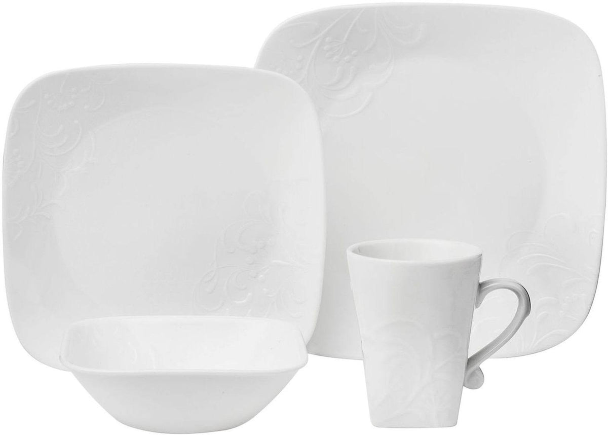 16-pc Square Embossed Dinnerware Set V13152